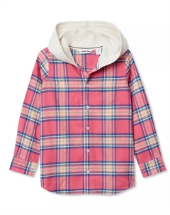 Фланелевый джемпер с капюшоном и длинными рукавами для девочек, розовый Lands' end