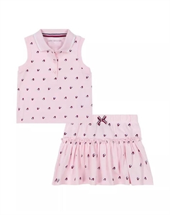 Комплект из двух предметов: поло без рукавов из пике и шорты-шаровары для девочки, розовый Tommy hilfiger