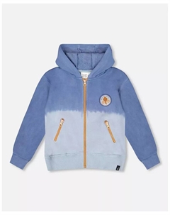 Флисовая куртка с капюшоном и застежкой-молнией для мальчика, синяя – для малышей|детей, синий Deux par deux