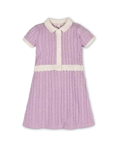 Платье-свитер с короткими рукавами, воротником и пуговицами спереди для девочек-малышей, фиолетовый Hope & henry