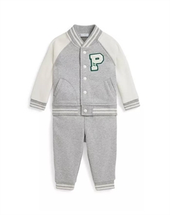 Комплект из 2 предметов: бейсбольная куртка и спортивные брюки из флиса для мальчиков, серый Polo ralph lauren