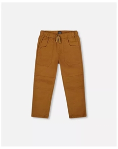 Брюки-джоггеры из твила с накладными карманами для малышей, коричневые, коричневый Deux par deux