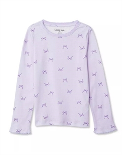 Рубашка с длинным рукавом для девочек, вязаная ажурным узором, фиолетовый Lands' end