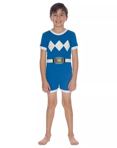 Детский облегающий пижамный комплект из 2 предметов из хлопка с героями мультфильмов, синий Power rangers