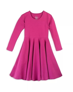 Платье-трапеция для девочек из органического хлопка Fair Trade с рукавами 3/4, розовый Mightly