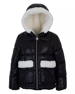 Пуховик с карманами из искусственного меха для больших девочек, черный Michael kors