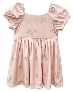 Платье из эластичного бархата с рукавами-фонариками для маленьких девочек, розовый Blueberi boulevard