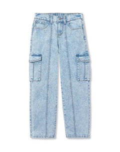Джинсы-карго для девочек, широкие штанины, синий Lands' end