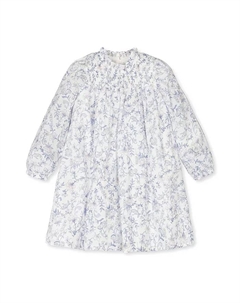 Платье из органического материала для девочек младшего и старшего возраста с длинными рукавами, оборками на горловине и присборенной кокеткой, белый Hope & henry