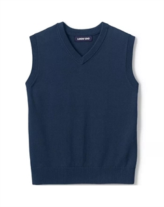 Жилет-свитер из тонкого хлопкового модала для девочек, синий Lands' end