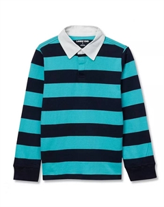 Рубашка для регби Big Boys Husky с длинным рукавом и воротником, синий Lands' end