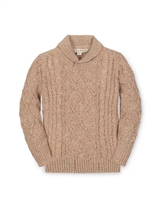 Органический свитер с длинными рукавами и воротником-шалькой для мальчиков и малышей, коричневый Hope & henry