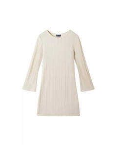 Платье для девочек с кремовым люрексом и рукавами-колокольчиками, белый Andy & evan