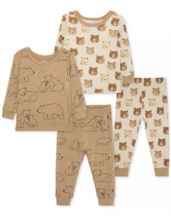 Пижама для мальчиков с медведями, комплект из 4 предметов, коричневый Little me