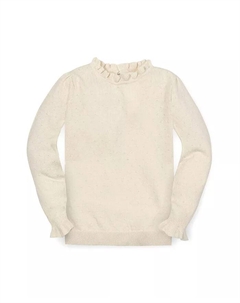 Органический свитер с длинными рукавами и оборками для девочек младшего и старшего возраста, белый Hope & henry