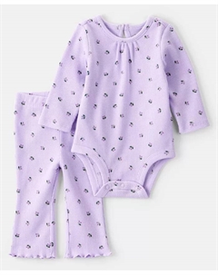Боди и штаны с ягодным принтом для девочек, комплект из 2 предметов, фиолетовый Carter`s