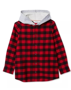 Фланелевый джемпер с капюшоном и длинными рукавами для девочек, красный Lands' end