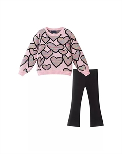 Комплект из свитера с сердечками и леггинсами для девочек-малышей/девочек, розовый Andy & evan