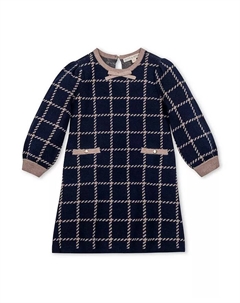 Платье-свитер с интарсией и рукавами-фонариками для девочек младшего и старшего возраста из органического материала, синий Hope & henry