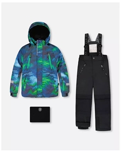 Детский комбинезон для мальчиков с курткой с принтом, черный Deux par deux