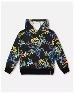 Флисовая толстовка с капюшоном и принтом для мальчиков, черная, для детей, черный Deux par deux