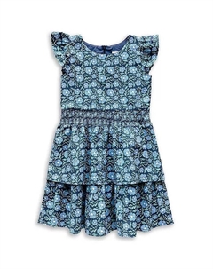Платье для девочек с цветочным принтом и сборками на талии, синий Florence eiseman