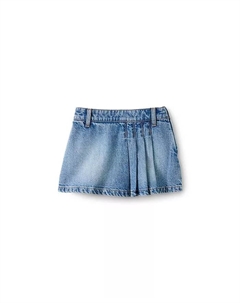 Юбка-шорты из денима с маленькими/крупными складками спереди для больших девочек, синий Cotton:on