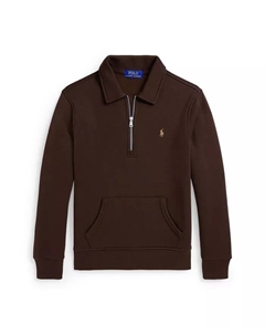 Толстовка-пуловер из флиса с застежкой-молнией на четверть длины для больших мальчиков, коричневый Polo ralph lauren