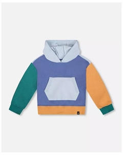 Флисовая толстовка с капюшоном и длинными рукавами для мальчика, цветная, синяя - для малышей, синий Deux par deux
