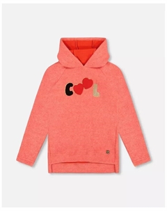 Ультрамягкая туника с капюшоном для девочек, кораллового цвета, для детей, оранжевый Deux par deux