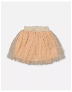 Юбка-сетка многослойная с блестками, бежевая, для девочек - для малышей|детей, коричневый/бежевый Deux par deux