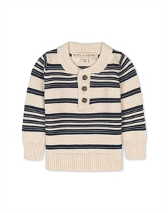 Органический свитер-хенли с длинными рукавами и заплатками на локтях для мальчиков, белый Hope & henry