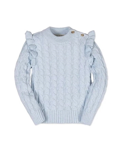 Органический свитер с длинными рукавами, воротником-стойкой и оборкой для девочек младшего и старшего возраста, синий Hope & henry