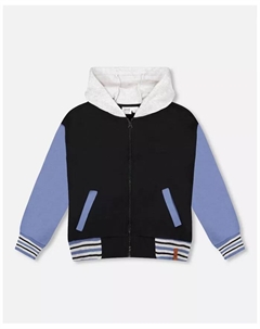 Флисовая куртка с капюшоном и застежкой-молнией для мальчика, черная, для детей, черный Deux par deux