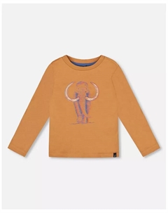 Футболка с длинным рукавом для больших мальчиков, хлопковая, цвета кешью, коричневая, коричневый Deux par deux