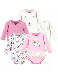 Боди для девочек Treasure, 5 шт., с длинными рукавами, розовый Little treasure