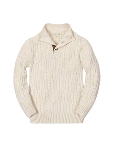 Органический свитер с воротником-стойкой для мальчиков, белый Hope & henry