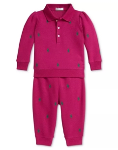 Комплект из флиса и штанов для девочек, розовый Polo ralph lauren