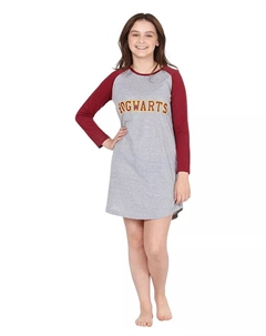 Ночная рубашка с длинными рукавами для девочек в стиле реглан с гербом факультета Хогвартса, серый Harry potter