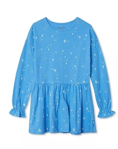 Туника с длинными рукавами и оборками для девочек, синий Lands' end