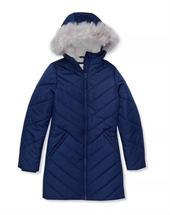 Водонепроницаемая велюровая парка для девочек, синий Lands' end