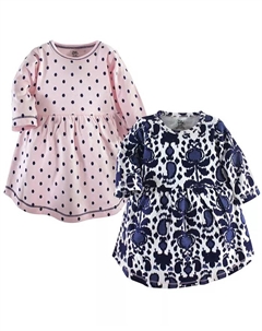 Удобное теплое платье с длинными рукавами для девочек на весь день, 2 шт, синий Yoga sprout