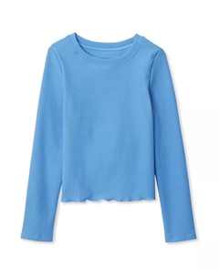 Топ с длинными рукавами и резинкой для девочек, синий Lands' end