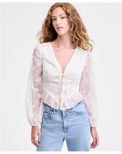 Женская вышитая блузка Seiah с рукавами-блузонами, белый Guess