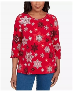 Миниатюрный топ с декором в виде снежинок, красный Alfred dunner