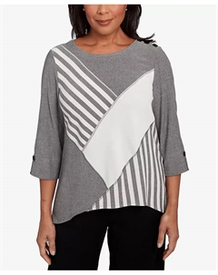 Топ Petite Santa Barbara с диагональными полосками, серый Alfred dunner