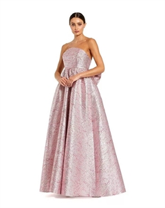 Женское платье из металлизированной парчи без бретелек с большим бантом, розовый Mac duggal