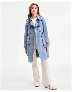 Женский двубортный джинсовый тренчкот, синий Steve madden