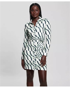 Женское платье Zora с застежкой на пуговицы спереди и длинными рукавами, синий Guess