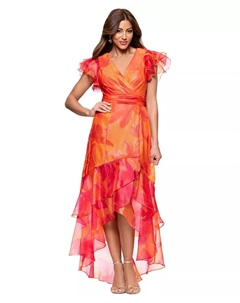 Женское платье с принтом, рукавами-крылышками и оборками, мультиколор Xscape